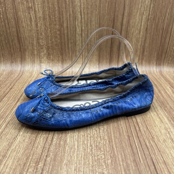 Sam Edelman Womens Leather Snakeskin Print Felicia Slip-on Ballet Flats Gray 7.5 - Picture 4 of 9